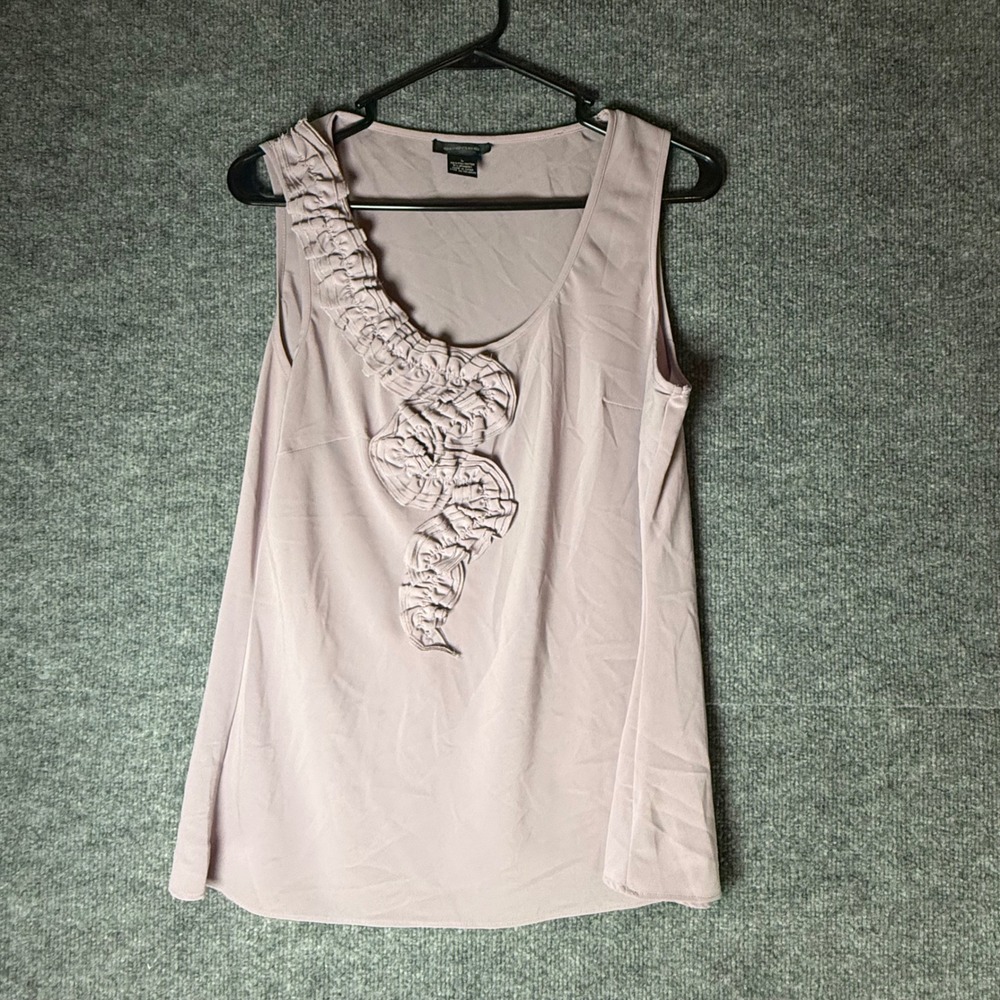 Spense Womens Mauve Lavender Ruffle Front Sleeveless‎ Scoop Neck Blouse Size L